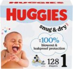 Huggies Size 1 Diapers, Snug & Dry Newborn Diapers, Size 1 (8-14 lbs), 128 Count, Packaging May Vary - Image 2