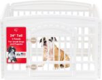 IRIS USA 24" 4-Panel Dog Playpen with Door, 35 x 35 x 24, Puppy Playpen, Dog Play Pen Indoors, Pet Fence, Puppies/Small Dogs, White - Image 2