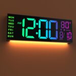 JALL 16" Large Digital Wall Mount Clock, Count Down Timer, Alarm, Big LED, 8 RGB Color, DST, Temperature for Living Room Classroom Desk, Xmas, Birthday Gift for Senior Mom Dad (Black, 16 inches) - Image 2