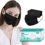 LEMENT 100 Pcs Disposable Face Masks, 3 Ply Face Masks Black Disposable Mask, (Disposable face mask) - Image 2