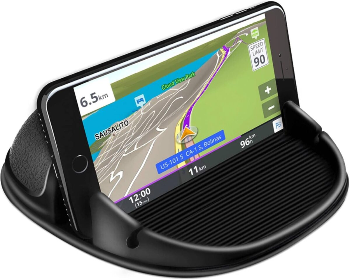 Loncaster Car Phone Holder, Car Phone Mount Silicone Car Pad Mat for Various Dashboards, Slip Free Desk Phone Stand Compatible with iPhone, Samsung, Android Smartphones, GPS Devices and More, Black - Image 2