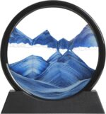 Moving Sand Art Liquid Motion, 3D Deep Sea Sandscape Color Quicksand Decor, Round Glass Moving Sand Art Picture Relaxing Desktop Home Office Work Decor (Blue, 7 inch) - Image 2