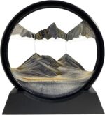 Moving Sand Art Picture - Sand Art Liquid Motion 3D Deep Sea Sandscape, Round Glass Frame Display Flowing Sand Relaxing Toy for Desktop Home Office Work Ocean Decor(Black, 7") - Image 2