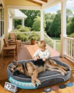 OhGeni Orthopedic Big Dog Couch Pet Sofa XL Sized Cat Beds with Comfort Foam Support, Soft Comfortable Fabric, Machine Washable Waterproof Removable Cover, 42-Inch (Gray) - Image 2