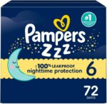 Pampers Overnight Diapers - Swaddlers Overnights - Size 6, 72 Count, Disposable Baby Diaper, Night Time Leak and Skin Protection - Image 2