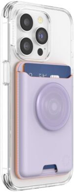 PopSockets Softgoods Phone Wallet with Expanding Grip and Adapter Ring for MagSafe, Phone Card Holder, Wireless Charging Compatible, Wallet Compatible with MagSafe®, Cute PopSockets - Lavender - Image 2