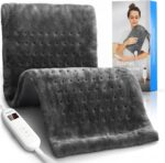 RENPHO Heating Pad for Back Pain & Period Cramps, FSA Eligible, Christmas Gifts for Women Men Mom Dad,12" x24‘’ Electric Heat Pad for Neck and Shoulder, HSA Store, ETL Certified, Gray - Image 2