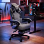 RESPAWN 110 Pro Ergonomic Gaming Chair with Footrest for Adults - Comfortable Office Gaming Recliner with Lumbar Support and Headrest, Racing Style Video Game Chairs for Computer Gamer - Gray Fabric - Image 2