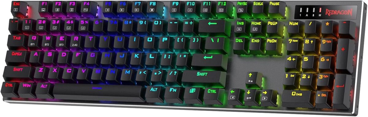 Redragon K556 PRO Upgraded Wireless RGB Gaming Keyboard, BT/2.4Ghz Tri-Mode Aluminum Mechanical Keyboard w/No-Lag Connection, Hot-Swap Linear Quiet Red Switch - Image 2