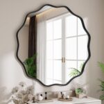Round Wavy Mirror, 30 Inch Metal Frame Circle Mirror, Round Wall Mounted for Entryway, Bathroom, Vanity, Living Room, Black - Image 2