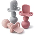 SAMiGO Silicone Baby Spoons Self Feeding 6+ Months - Infant Toddler Utensils - First Stage Baby Led Weaning Feeding Supplies - Set of 3 Pack - Image 2