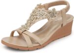 TEMOFON Women's Low Wedge Heels Summer Dressy Platform Sandals Elastic Ankle Strap Open Toe Flower Shoes - Image 2
