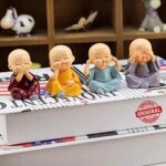 TIED RIBBONS 4 Pcs Baby Buddha Statue | Resin, 2 Inch | Buddha Monk Statue, Car Dashboard Decoration, Office, Table, Shelves, Home, Living Room, Buddha Decor | Mini Buddha Statue - Image 2