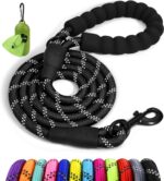 Taglory Rope Dog Leash 6 FT with Comfortable Padded Handle, Highly Reflective Threads Leash for Medium Large Dogs, 1/2 inch, Black - Image 2