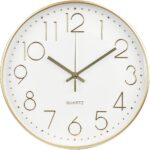 Wall Clock 12 Inch Non-Ticking Silent Modern Simple Style Round Decor Clock Gold Stereoscopic Dial Quartz Wall Clocks for Home/Office/School/Living Room/Bedroom/Kitchen - Image 2