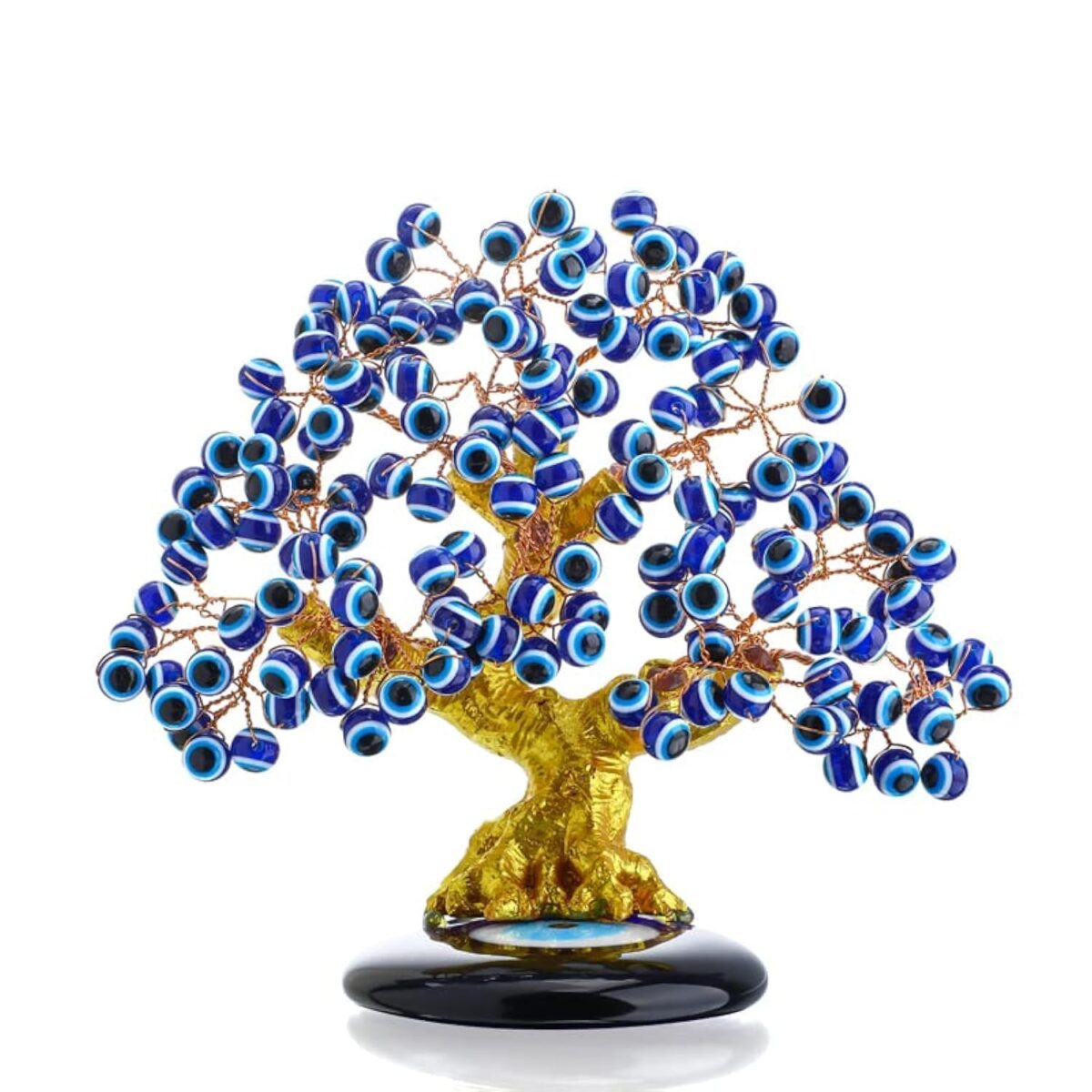 YU FENG 6.8inch Turkish Nazar Blue Evil Eye Tree, Evil Eye Coaster Tree for Protection Good Luck Prosperity Gift Showpiece for Home Table Office Decor - Image 2