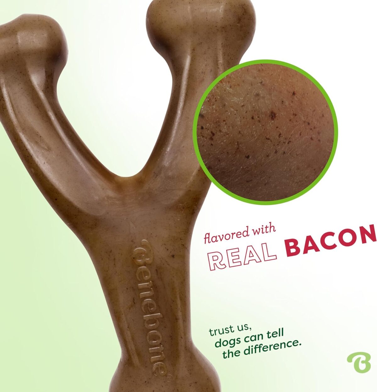 Benebone Wishbone Durable Dog Chew Toy for Aggressive Chewers, Real Bacon, Made in USA, Medium - Image 3