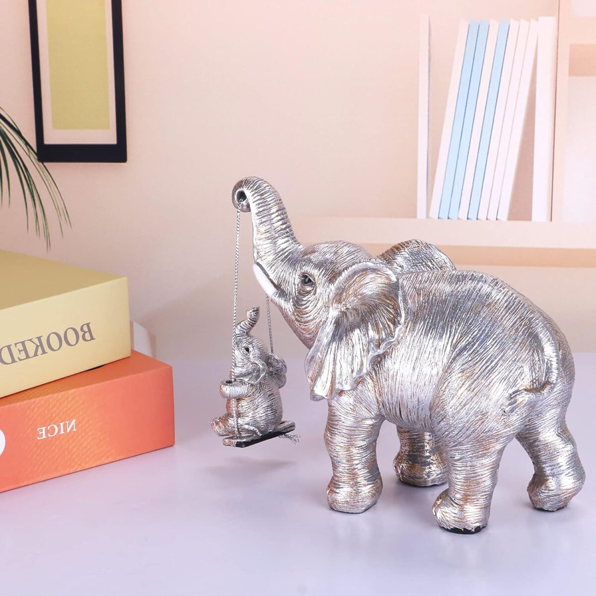 Elephant Statue. Elephant Decor Brings Good Luck, Health, Strength. Elephant Gifts for Women, Mom Gifts. Decorations Applicable Home, Office, Bookshelf TV Stand, Shelf, Living Room - Silver - Image 6