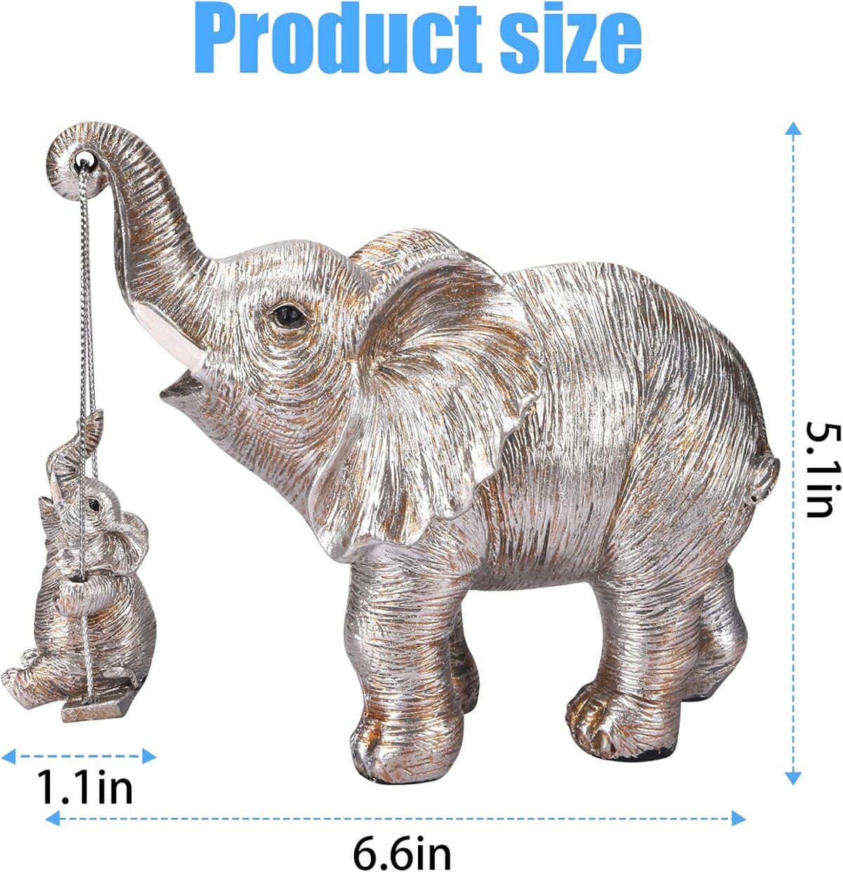 Elephant Statue. Elephant Decor Brings Good Luck, Health, Strength. Elephant Gifts for Women, Mom Gifts. Decorations Applicable Home, Office, Bookshelf TV Stand, Shelf, Living Room - Silver - Image 7