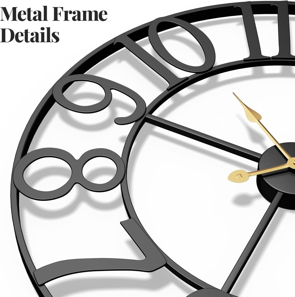 Large Wall Clock for Living Room Kitchen Mantel Decor, 30 Inch Decorative Wall Clock Silent Non Ticking Battery-Operated Metal Round Modern Black Wall Clocks Arabic Numerals - Image 6