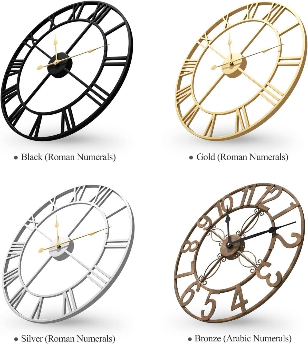 Large Wall Clock for Living Room Kitchen Mantel Decor, 30 Inch Decorative Wall Clock Silent Non Ticking Battery-Operated Metal Round Modern Black Wall Clocks Arabic Numerals - Image 8