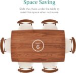 Best Choice Products 7-Piece Wooden Dining Room Table Set, Mid-Century Modern, Kitchen Table w/ 6 Chairs, Upholstered Cushions, Curved Backrests, Rounded Table Corners - Walnut/Cream - Image 4