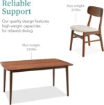 Best Choice Products 7-Piece Wooden Dining Room Table Set, Mid-Century Modern, Kitchen Table w/ 6 Chairs, Upholstered Cushions, Curved Backrests, Rounded Table Corners - Walnut/Cream - Image 7