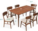 Best Choice Products 7-Piece Wooden Dining Room Table Set, Mid-Century Modern, Kitchen Table w/ 6 Chairs, Upholstered Cushions, Curved Backrests, Rounded Table Corners - Walnut/Cream - Image 8