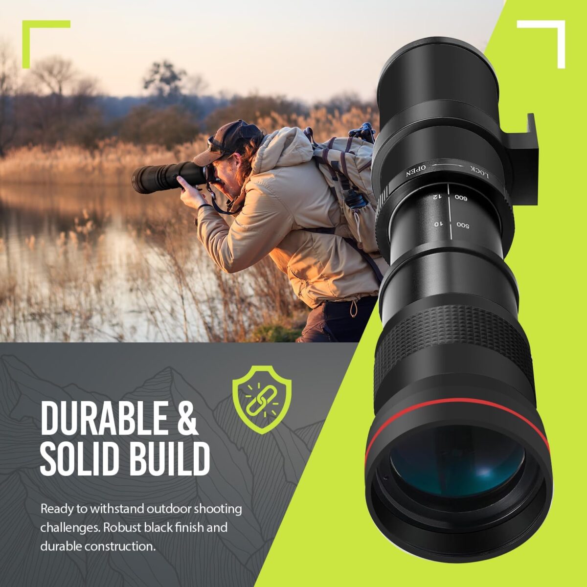 High-Power 420-1600mm f/8.3 HD Manual Telephoto Zoom Lens for Canon T1i T2i T3 T3i T4 T4i T5 T5i T6 T6i T6s T7 T7i T7s T8i EOS 1D 5D 6D 7D 30D 40D 50D 60D 70D 80D 90D XS XSI SL3 SL2 SL1 - Image 7
