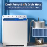 Auertech Portable Washing Machine, 40lbs Twin Tub Washer Mini Compact Laundry Machine with Drain Pump, Semi-automatic 24lbs Washer 16lbs Spinner Combo for Dorms, Apartments, RVs - Image 4