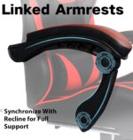 FAB&DELUXE Gaming Chair, Ergonomic Computer Office Chair with Footrest and Lumbar Support, Height Adjustable Desk Chair with 360° Swivel Seat and Headrest, Red & Black - Image 5