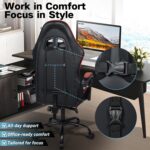FAB&DELUXE Gaming Chair, Ergonomic Computer Office Chair with Footrest and Lumbar Support, Height Adjustable Desk Chair with 360° Swivel Seat and Headrest, Red & Black - Image 8