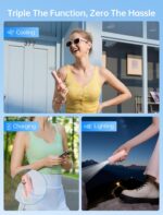 JISULIFE Handheld Mini Fan, 3 IN 1 USB Rechargeable Portable Fan [12-19 Working Hours] with Power Bank, Flashlight, Pocket Design for Travel/Summer/Concerts/Lash, Gifts for Women (Pink) - Image 3