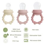 PandaEar 3 Pack Baby Fruit Food Feeder Pacifier with 3 Different Size Silicone Pouch, Silicone Teethers for Babies 3-6-12 Months, BPA Free Mesh Feeder, Baby Solid Food Essentials - Image 3