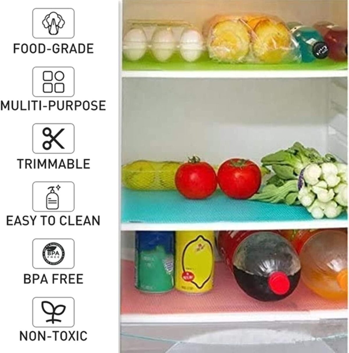 15PCS Shelf Mats Refrigerator Liners Washable Refrigerator Pads Fridge Mats Drawer Placemats Home Kitchen Gadgets Accessories Organization for Top Freezer(5green+5pink+5blue) - Image 3
