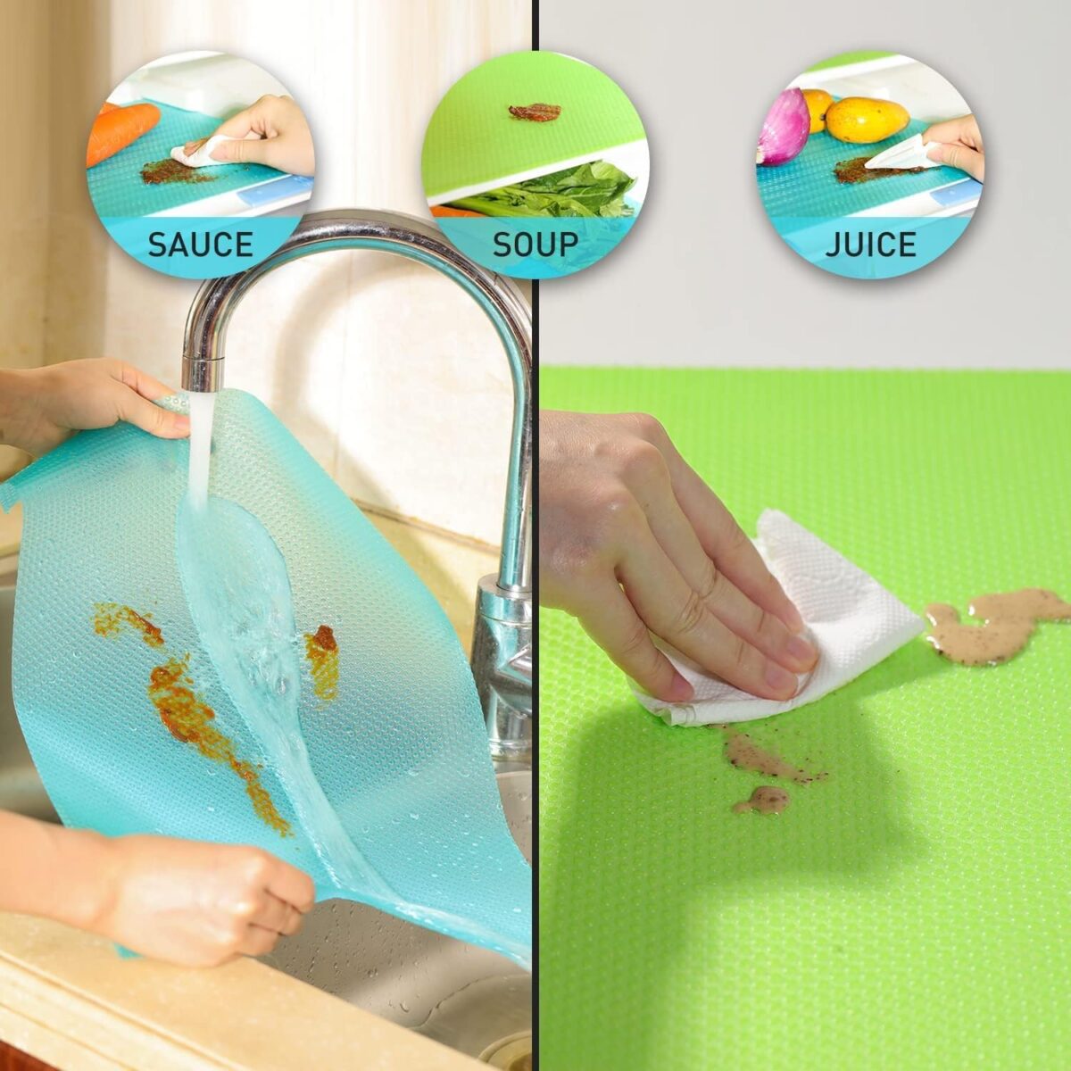 15PCS Shelf Mats Refrigerator Liners Washable Refrigerator Pads Fridge Mats Drawer Placemats Home Kitchen Gadgets Accessories Organization for Top Freezer(5green+5pink+5blue) - Image 5