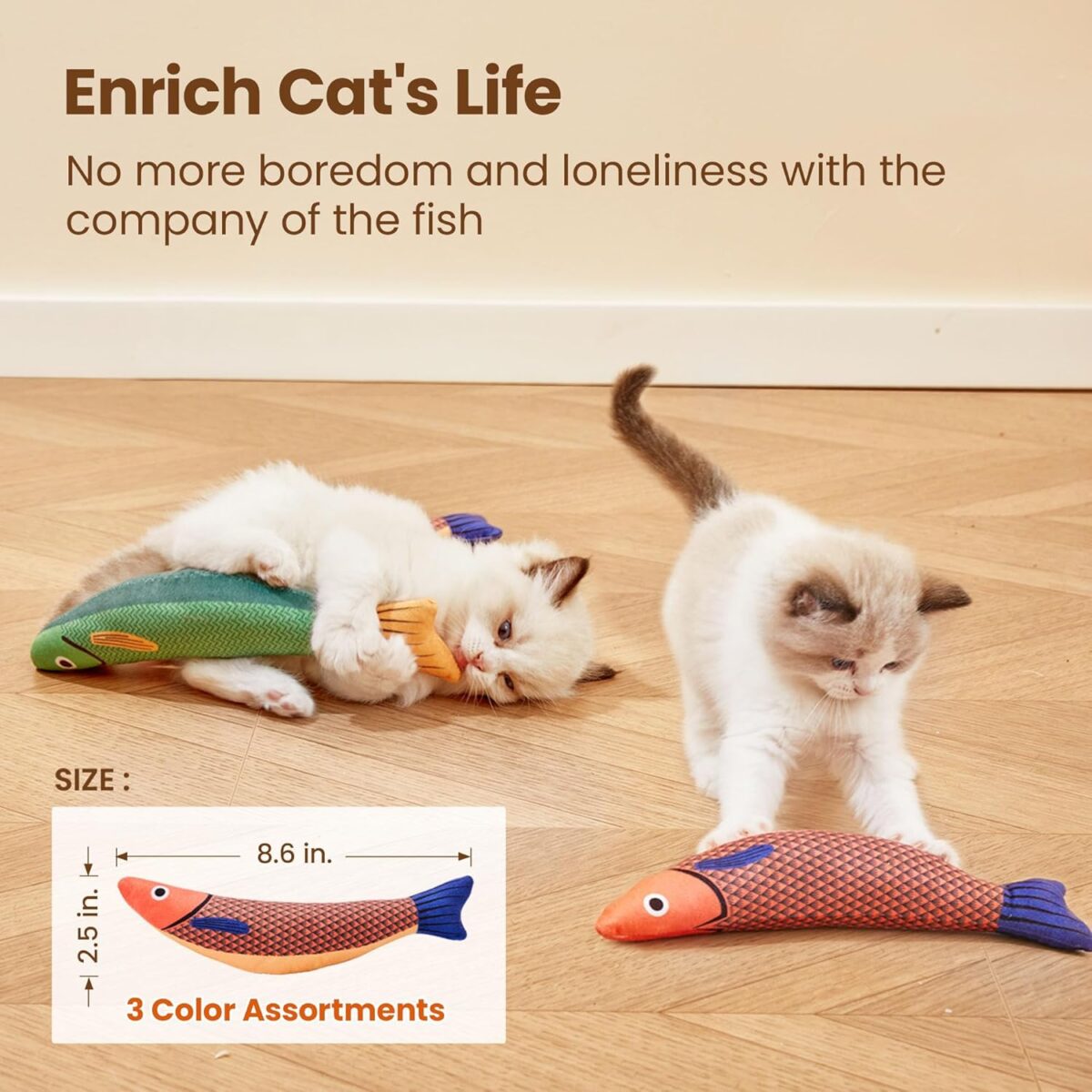 Potaroma Cat Toys Saury Fish, 3 Pack, Catnip Crinkle Sound, Soft and Durable, Interactive Kitten Kicker for Indoor Kitty Exercise 9.4 Inches for All Breeds - Image 3