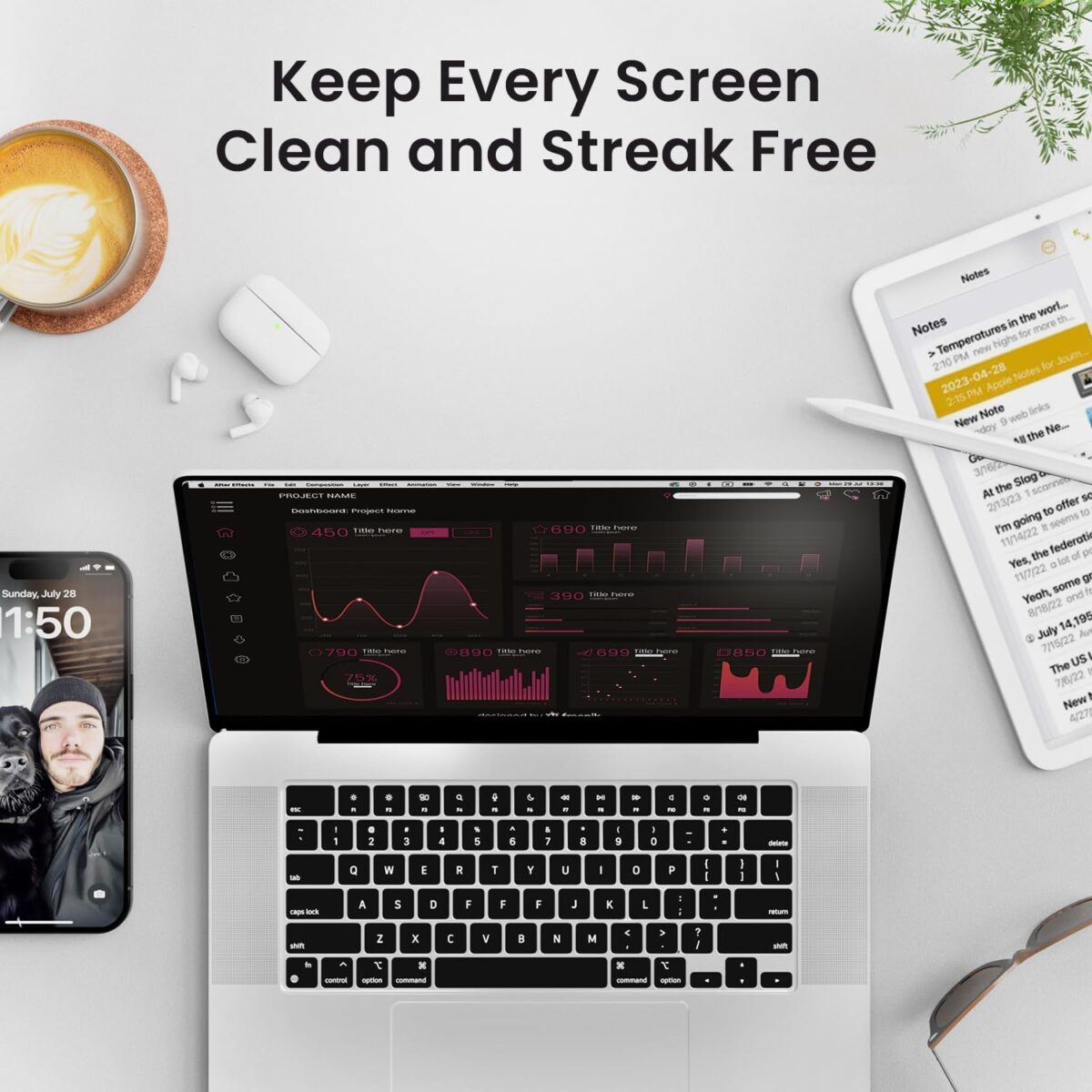 EVEO® Screen Cleaner Spray Kit (Streak-Free) TV Screen Cleaner for Smart TV, LCD, LED, OLED | Computer Screen Cleaner Spray and Wipe Microfiber Cloth - TV, Monitor, Laptop, iPad, Car - 6.7oz 1 Pack - Image 5