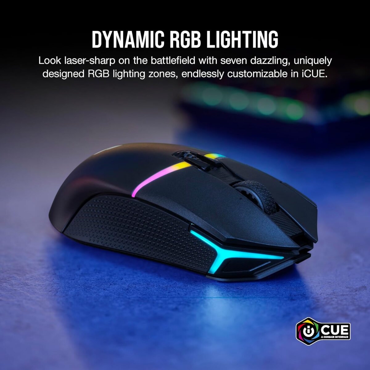 Corsair NIGHTSABRE RGB Wireless Gaming Mouse for FPS, MOBA - 26,000 DPI - 11 Programmable Buttons - Up to 100hrs Battery - iCUE Compatible - Black - Image 8
