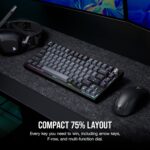 Corsair K65 Plus Wireless 75% RGB Mechanical Gaming Keyboard – Pre-Lubricated MLX Red Linear Switches – PBT Dye-Sub Keycaps – PC, Mac, PS5, PS4, Xbox, iPad – QWERTY NA – Black/Gray - Image 4