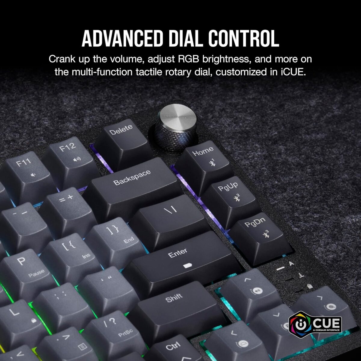 Corsair K65 Plus Wireless 75% RGB Mechanical Gaming Keyboard – Pre-Lubricated MLX Red Linear Switches – PBT Dye-Sub Keycaps – PC, Mac, PS5, PS4, Xbox, iPad – QWERTY NA – Black/Gray - Image 8