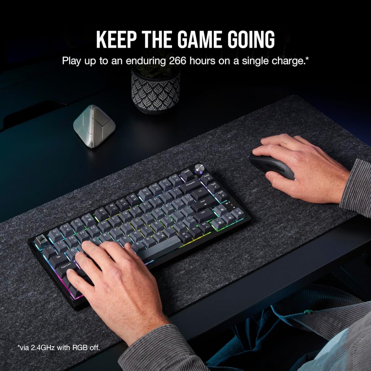 Corsair K65 Plus Wireless 75% RGB Mechanical Gaming Keyboard – Pre-Lubricated MLX Red Linear Switches – PBT Dye-Sub Keycaps – PC, Mac, PS5, PS4, Xbox, iPad – QWERTY NA – Black/Gray - Image 10