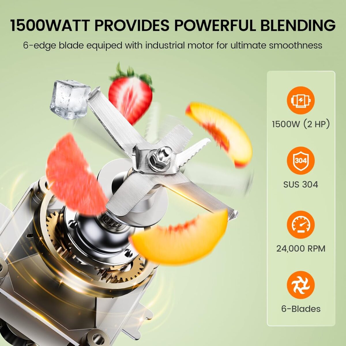 CRANDDI Professional Commercial Blender, Max 1500W, 80oz Pitcher, Powerful Blender with Tamper for Smoothie, Ice Crushing, Variable 9 Speeds Control,110V, K96, Black - Image 4