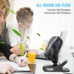 BESKAR USB Clip on Fan, Portable Small Fan with Cord Powered, 3 Speeds Strong Airflow, with Sturdy Clamp, Quiet Personal Desk Fan - Image 6