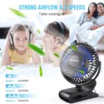 BESKAR USB Clip on Fan, Portable Small Fan with Cord Powered, 3 Speeds Strong Airflow, with Sturdy Clamp, Quiet Personal Desk Fan - Image 9