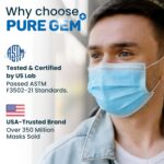 PURE GEM [Pack of 150] Single Use Disposable Blue Face Mask, Soft on Skin, 3-ply Masks Facial Cover with Elastic Earloops Great For Home, Office, School, and Outdoors - Image 5