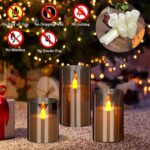 Flameless LED Candles with Remote Set of 3 Battery-Operated Acrylic Gray Pillars, 4", 5", 6" x 3" Diameter Flickering Effect with Timer Ideal for Home Décor Weddings Parties, Restaurants - Image 3
