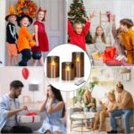 Flameless LED Candles with Remote Set of 3 Battery-Operated Acrylic Gray Pillars, 4", 5", 6" x 3" Diameter Flickering Effect with Timer Ideal for Home Décor Weddings Parties, Restaurants - Image 4