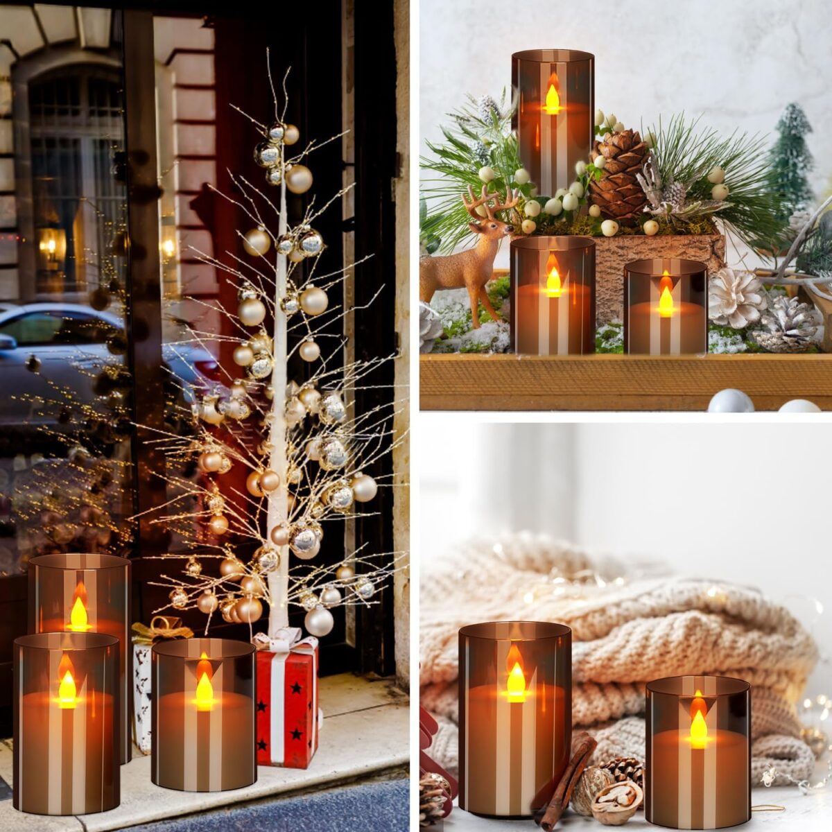 Flameless LED Candles with Remote Set of 3 Battery-Operated Acrylic Gray Pillars, 4", 5", 6" x 3" Diameter Flickering Effect with Timer Ideal for Home Décor Weddings Parties, Restaurants - Image 6