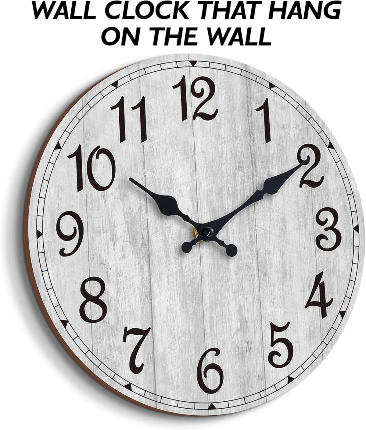 HYLANDA Wall Clock, Rustic Wall Clocks Battery Operated Silent Non Ticking, Country Round Wooden Clocks Farmhous Wall Decorative for Kitchen, Bathroom, Living Room (Gray 8 Inch) - Image 7